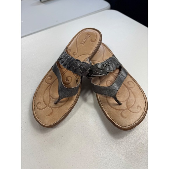 Born Braided Leather Thong Sandals Gray Comfort Casual Size 9M - Picture 1 of 5